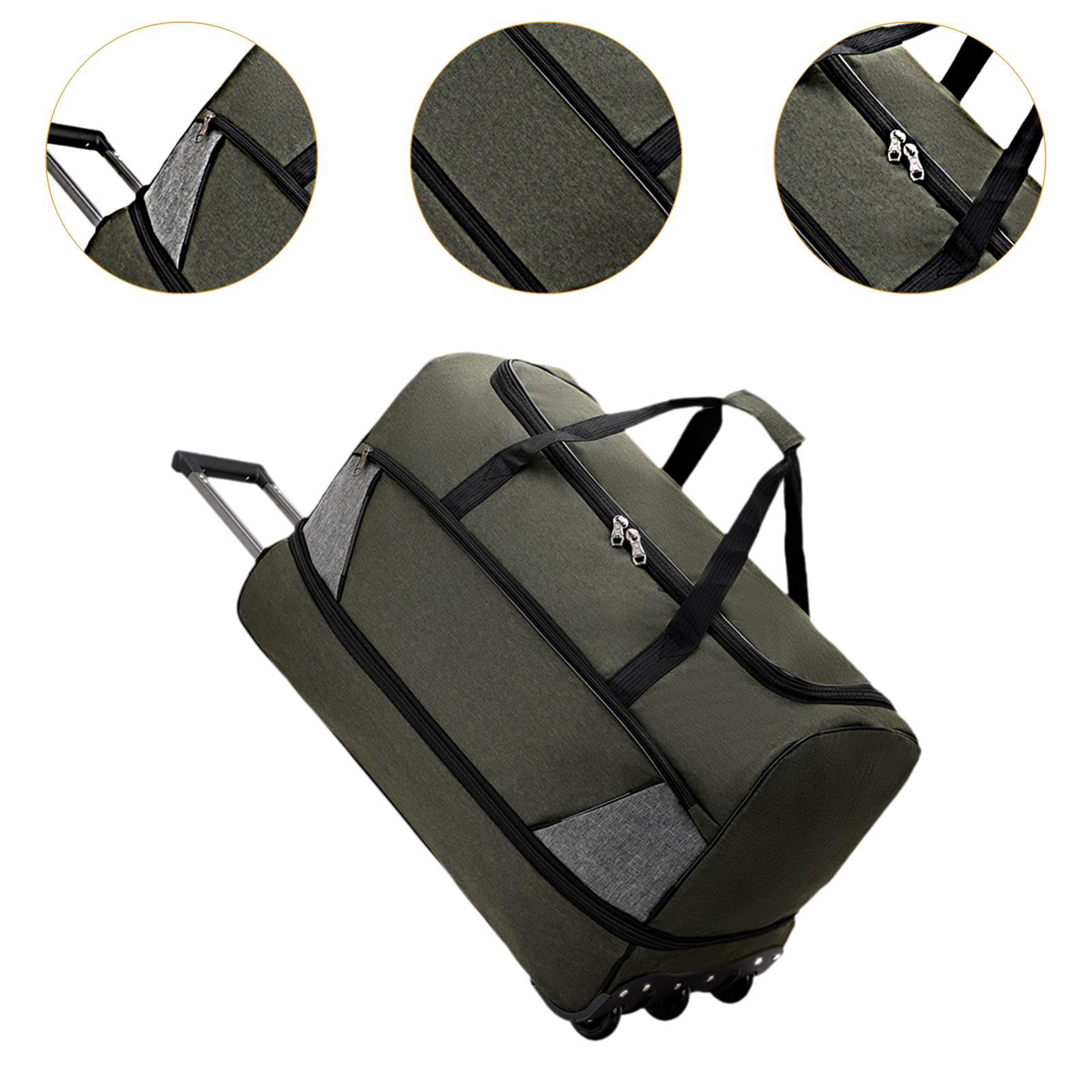 Wzmzjy Travel Duffel Bag with Wheels Portable Multifunctional for Weekend Getaway Green S