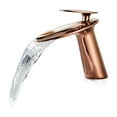 thumbnail image 2 of Basin Faucet Solid Brass Rose Gold Bathroom Faucet Cold And Hot Waterfall Mixer Sink Tap Single Handle Deck Mounted Gold Tap, 2 of 7