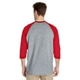 thumbnail image 5 of Gildan Men 3/4 Sleeve Raglan T-Shirt, Three-Quarter Tee - Heavy Cotton Sport Grey/Red, Sizes S-3XL, Baseball Shirt, 5 of 5