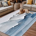 Abstract Beach Wave Art Outdoor Rug, Blue Seaside Oil Painting Style ...