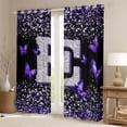 thumbnail image 2 of Feelyou Fashion Monogrammed E Curtains Pack of 2 (42x84 Each), Bling Butterfly Animal Curtains Blackout, Black Purple Sequin Print Bedroom Curtains, Living Room Curtains Decor, 2 of 6