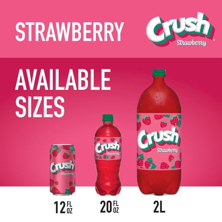Crush Caffeine Free Strawberry Soda Pop, 12 fl oz, 12 Pack Cans