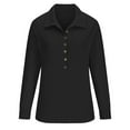 thumbnail image 4 of Royisotas Casual Women Plus Size Tops Long Sleeve Fall Knit Striped Plus Size Button Down Shirts for Women Black Collared Fitted Soft Button up Shirts, 4 of 9