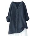 thumbnail image 1 of Women Loose Button Down Blouses Long Sleeve Solid Casual All Occasions, 1 of 3