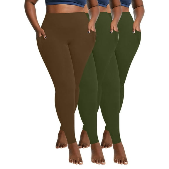 Ndbuld Womens Workout Legging 3PC Women Oversized Pockets For Quick Drying Tight Fitting Elastic Comfortable Fitness Pants Yoga Pants Holiday Gift Finder