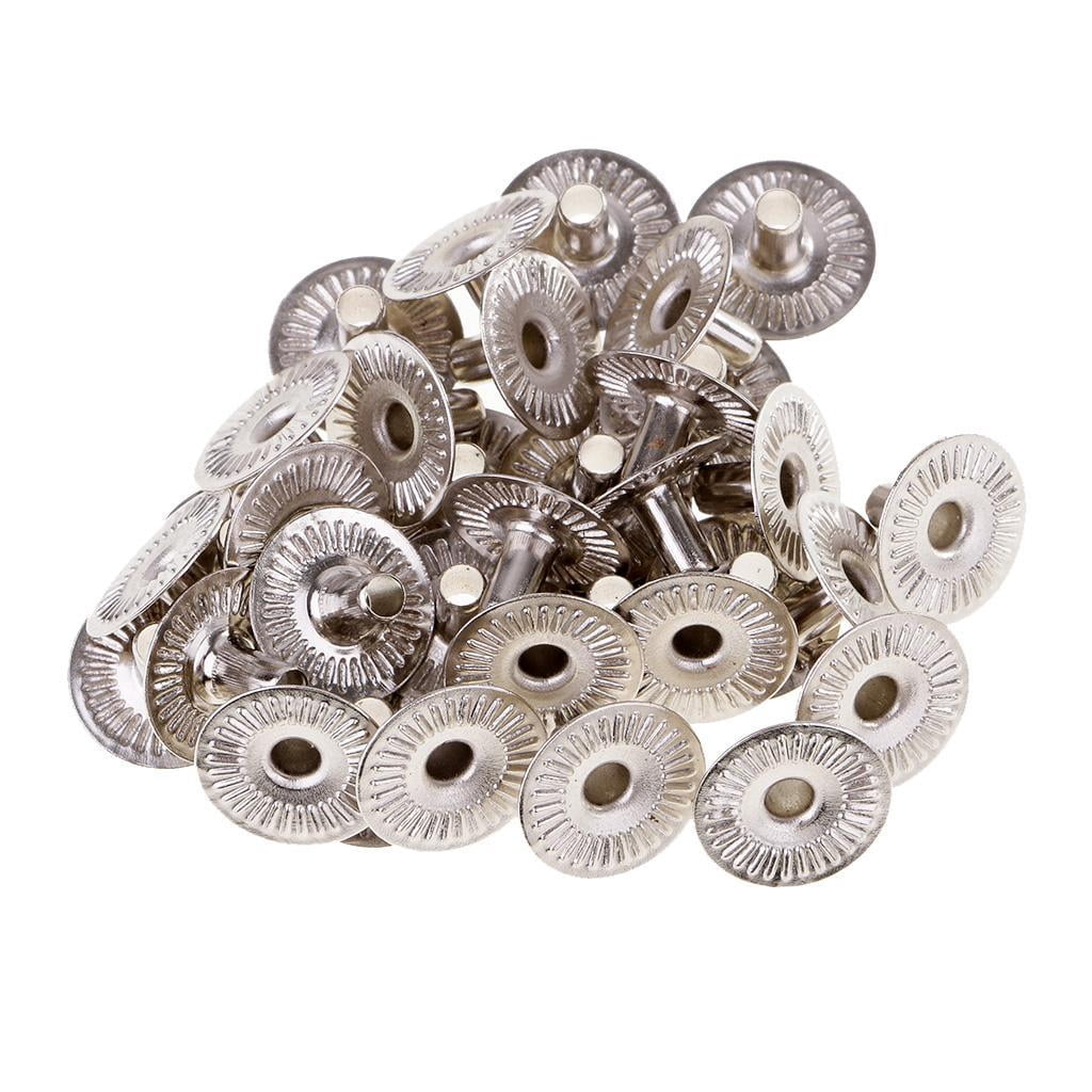 HILABEE 6x30 Sets Metal Snap Buttons Press Popper Fasteners 12.5mm Sliver 6 Pcs