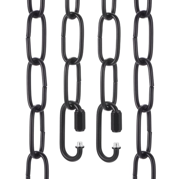 Uxcell 2ft Lighting Hanging Chain, 3mm/0.12" Looping Metal Pendant Chandelier Chain Extension with 2 Quick Link Lock for Hanging Plant Pendant Chandelier Light Fixture, Black