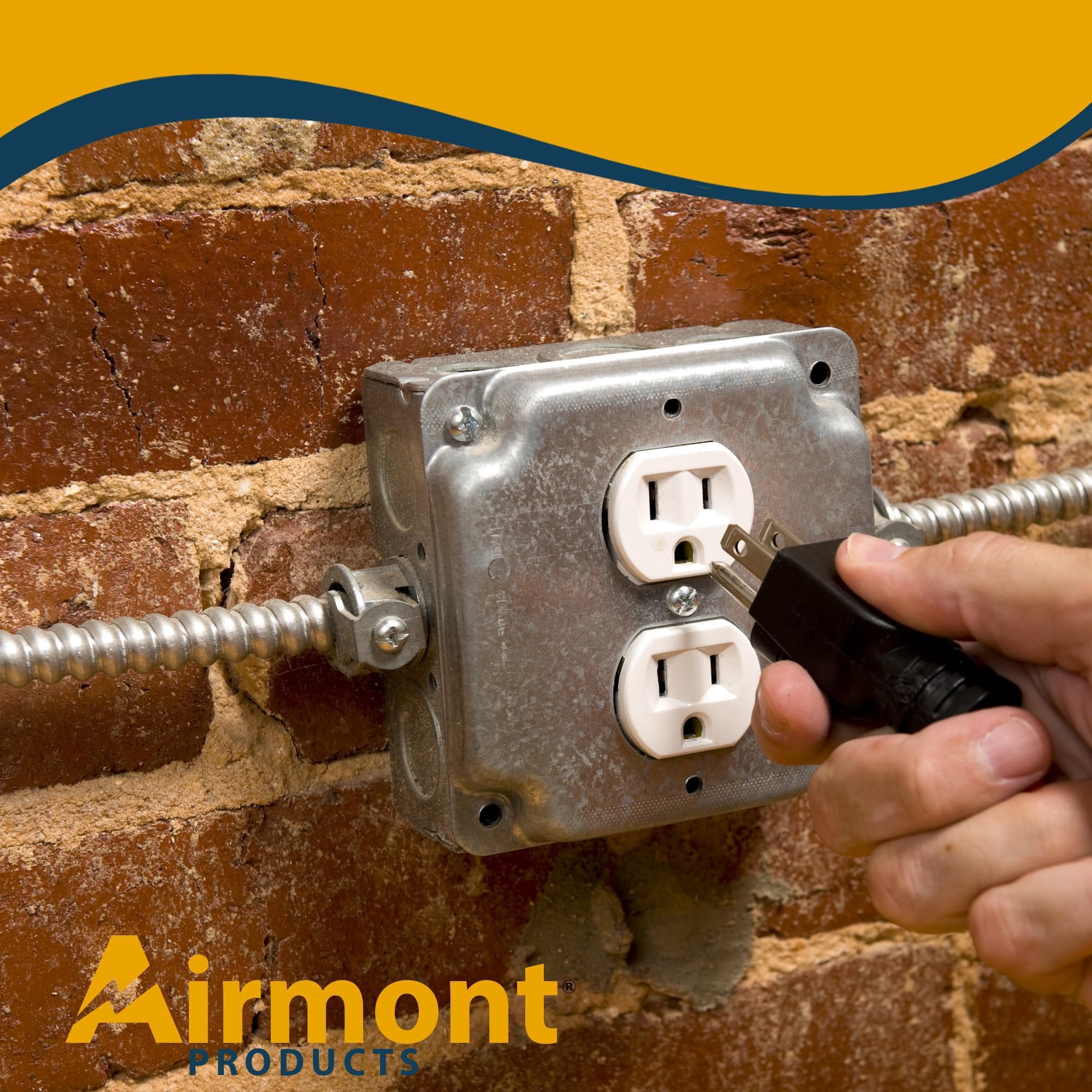 5 Pack Airmont Products 1-Gang Duplex Receptacle Electrical Box Cover - 4 Inch Square 1/2 Inch Raised Galvanized Steel Cover for Exposed Work - Surface Mount Junction Box Cover for Duplex Outlets
