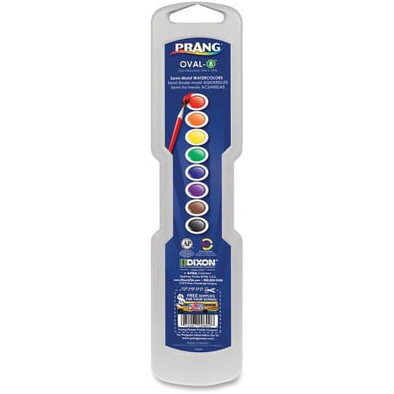 2PK Prang Dixon Semi-Moist Oval Pan 8-Watercolors Set (00800)