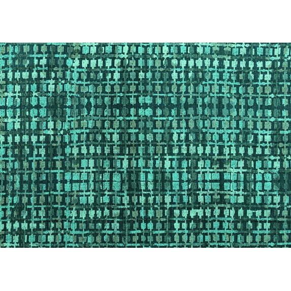 Ahgly Company Machine Washable Indoor Rectangle Abstract Turquoise Blue Modern Area Rugs, 5' x 7'