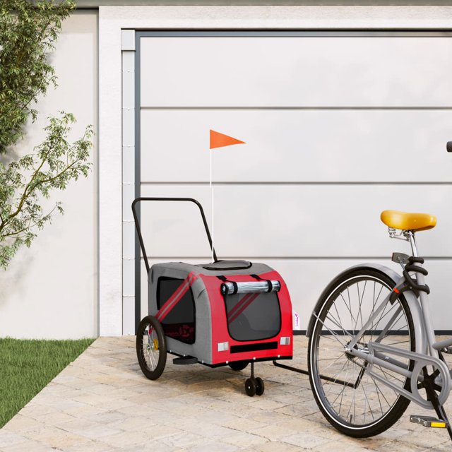 vidaXL Remorque de Vélo pour Animaux Tissu Oxford Rouge et Gris et Fer