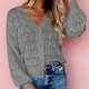 thumbnail image 2 of Suéter de ganchillo calado con cuello en V cárdigan básico para mujer traje diario de estilo informal, 2 of 6