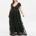 thumbnail image 1 of PENGXIANG Robe de Soirée à Paillettes Florales à Manches Courtes Col en V pour Femmes Grande Taille, 1 of 6