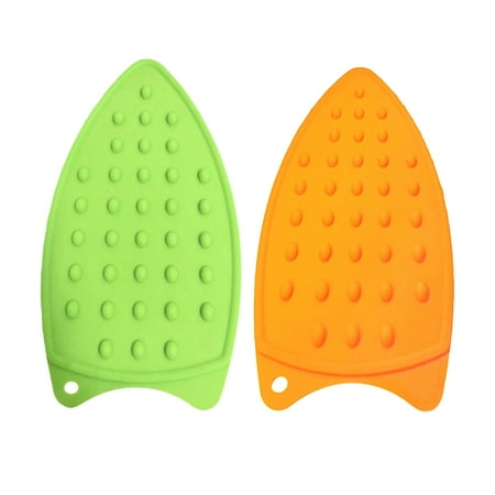 

HEMOTON 2pcs Silicone Iron Hot Protection Rest Pad Mat Safe Surface Iron Stand Mat Rest Ironing Pad Insulation Boards (Green and Orange)
