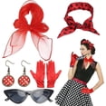 thumbnail image 1 of 5tlg Accesorios Rockabilly - Conjunto De Disfraces De Los Años 50 Para Mujer, 1 of 5