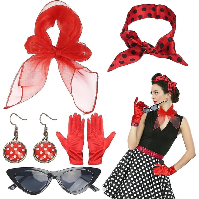 5tlg Accesorios Rockabilly - Conjunto De Disfraces De Los Años 50 Para Mujer