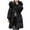 Black, variant on Women's Mid-Length Hooded Puffer Coat, Faux Fur Trim Winter Jacket, Belted Waist Down Jacket, Plus Size Warm Parka, Casual Winter Outerwear Black L