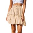 thumbnail image 2 of Kcocoo Fashion Women Casual Solid Ruffles A-Line Pleated Lace up Short SKirt Polyester Beige M, 2 of 9