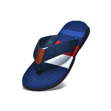 

Rotosw Mens Sandal Summer Flip Flops Slip On Thong Sandals Cozy Beach Casual Shoes House Fashion Blue 7.5