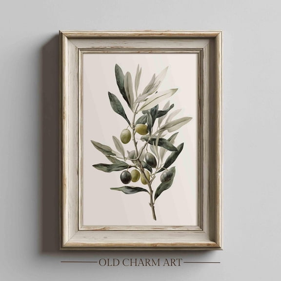 Olive Green Botanical Wall Art Print, Farmhouse Decor, Leaf Artwork Unframed Paper Print
