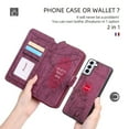 thumbnail image 6 of Feishell for Samsung Galaxy S21 Multi-Function Wallet Case, with Wrist Strap, Premium PU Leather 2 in 1 Magnetic Detachable Purse 14 Card Holder Slots Zipper Pocket Phone Case for Women Men,Winered, 6 of 8