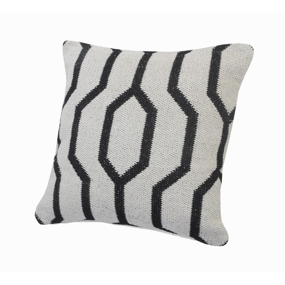 Ox Bay 20" x 20" Hand-Woven White/ Black Geometric Organic Cotton Pillow Cover