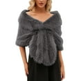 thumbnail image 2 of MSJUHEG Faux Fur Shawl,Shawls,Shawl Wraps,Pashmina Wraps,Formal Dresses,Luxurious Faux Superficial Knowledge Scarf Wrap Collar Shruging Gray One Size, 2 of 8