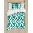 thumbnail image 1 of Green Leaf Twin Size Duvet Cover Set, Tropical Palm Tree Leaves Exotic Hawaiian Foliage Rainforest Jungle, Decorative 2 Piece Bedding Set with 1 Pillow Sham, Sea Green Teal White, by Ambesonne, 1 of 3