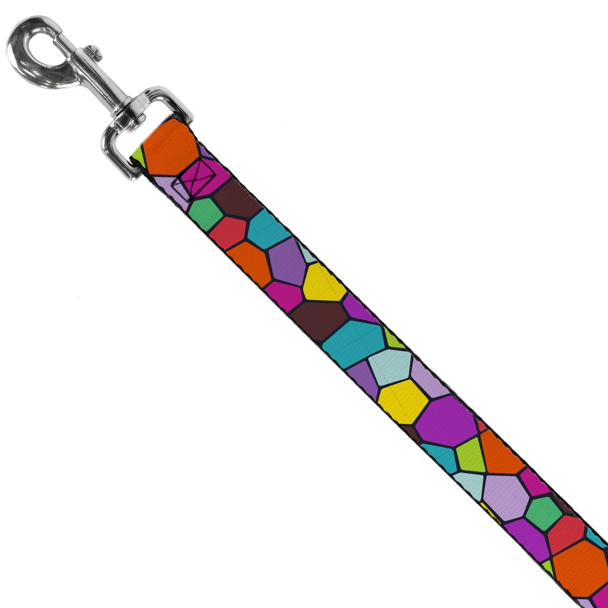 Buckle-Down Pet Leash, Dog Leash, Stained Glass Mosaic Multi Color Navy, 6 Feet Long 1.0 Inch Wide