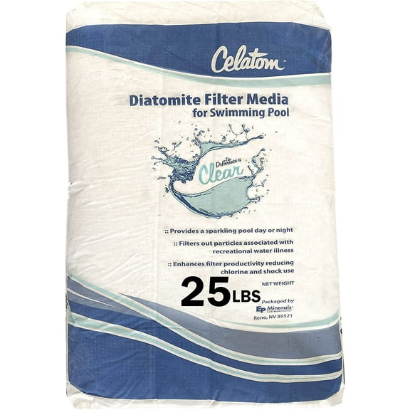 Celatom Diatomaceous Earth DE Pool Filter Aid – Swimming Pool & Spa Filtration 25lb