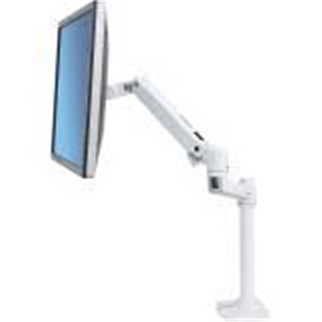 32 in. LX Desk Tall Pole Mount Monitor Arm for Monitor, Bright White