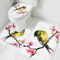 thumbnail image 4 of Bird Pink Peach Blossom Bathroom Rugs Set Watercolor Animal Branch Plant Non Slip Absorbent Soft Bath Mats 3 Piece Set with Bathroom Rug, U-Shaped Floor Mat, Toilet Seat Cover Large Size, 4 of 9
