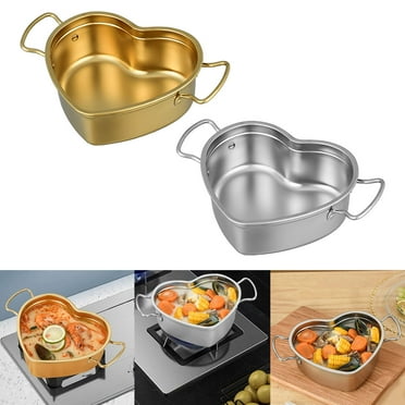 perfk 2x Sauce Pan Cooking Pot Stainless Steel Heart Shaped Multifunctional