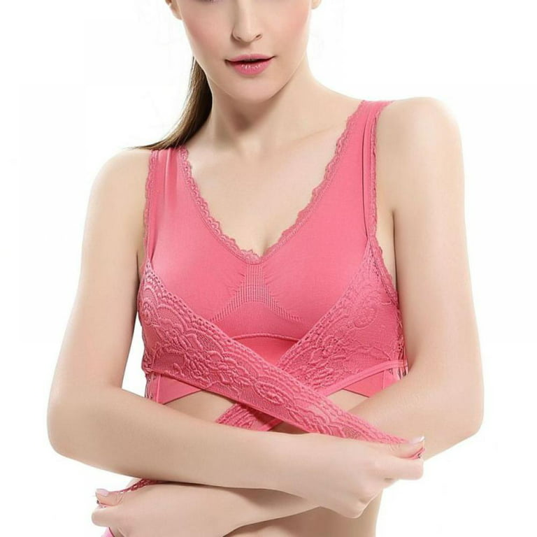 Gather Side Fold Side Breast Sports Bra for Women, Bra Front Closure, Front  Crossover Side Button Wireless Lace Bra for Women, Beautiful Back Sports  Comfort Bra,XL, Natural Skin : : Clothing, Shoes