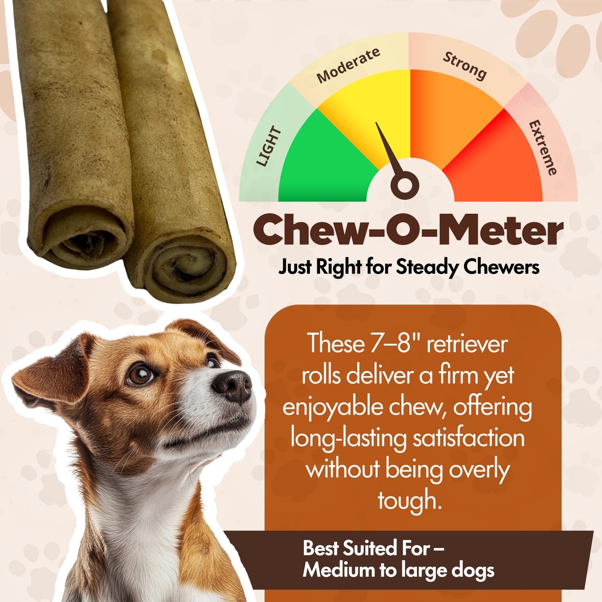 Retriever Rolls 7 to 8-in Peanut Butter Flavor Rawhide Dog Chew Treats, 12 CT