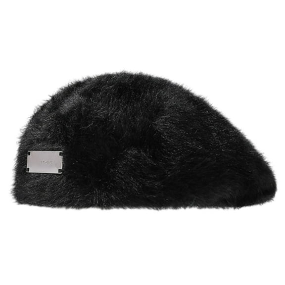 Women Beret Hat Angora rabbit hair hat Beanie Cap Classic Solid Color Autumn Winter Hats Beret Hat for Women Gril Winter Hats - style 1;