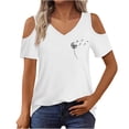 thumbnail image 2 of JMKQLZ Women's Printing Blouses Short Sleeved V-Neck Off Shoulder Fashionable Top, 2 of 5
