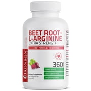 Bronson Beet Root + L-Arginine Nitric Oxide Production - Non-GMO, 360 Vegetarian Capsules
