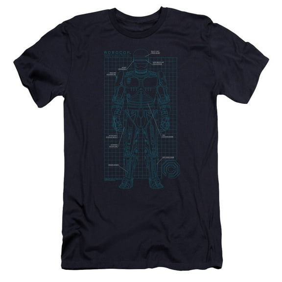 Robocop Schematic Premium Adult 30/1 T-Shirt Navy