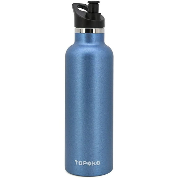 25 OZ Hydro Double Wall Flask Stainless Steel Water Bottle, Bite Valve Top, Vacuum Insulated, Sweat Proof, Leak Proof Sports Thermos. Standard Mouth 25oz, BPA-Free, Keep Cold 24 Hours (blue)2pc