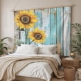 thumbnail image 3 of Summer Sunflower Tapestry for Bedroom Wall Hanging Tapestry, Blue Wood Grain Farmhouse Country Ceiling Backdrop Tapestries Poster Blanket Wall Decor for Teens Room Living Room Dorm 55" x 73", 3 of 8