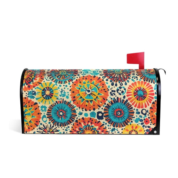 Mailbox Covers Magnetic Large Size Post Box Cover Wrap Outside Waterproof Home Yard Garden Decor Colorful Bohemian Geometry 25.5x21