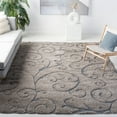 thumbnail image 3 of SAFAVIEH Florida Doug Floral Vines Geometric Shag Area Rug, Grey/Light Blue, 8' x 10', 3 of 9