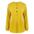 thumbnail image 4 of Fznquz Long Sleeve Women's T Shirt Dressy Plain Yellow Shirt Elegant Work V Neck Womens Fashion XXXL, 4 of 4