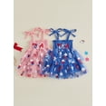 thumbnail image 3 of BemeyourBBs Toddler Baby Girl 4th of July Dress Outfit Little Girl Summer Smocked Tulle Tutu Dress Patriot Independent Day Clothes Star Bow Popsicle Tie Shoulder A-line Layered Causal Holiday Dress, 3 of 8
