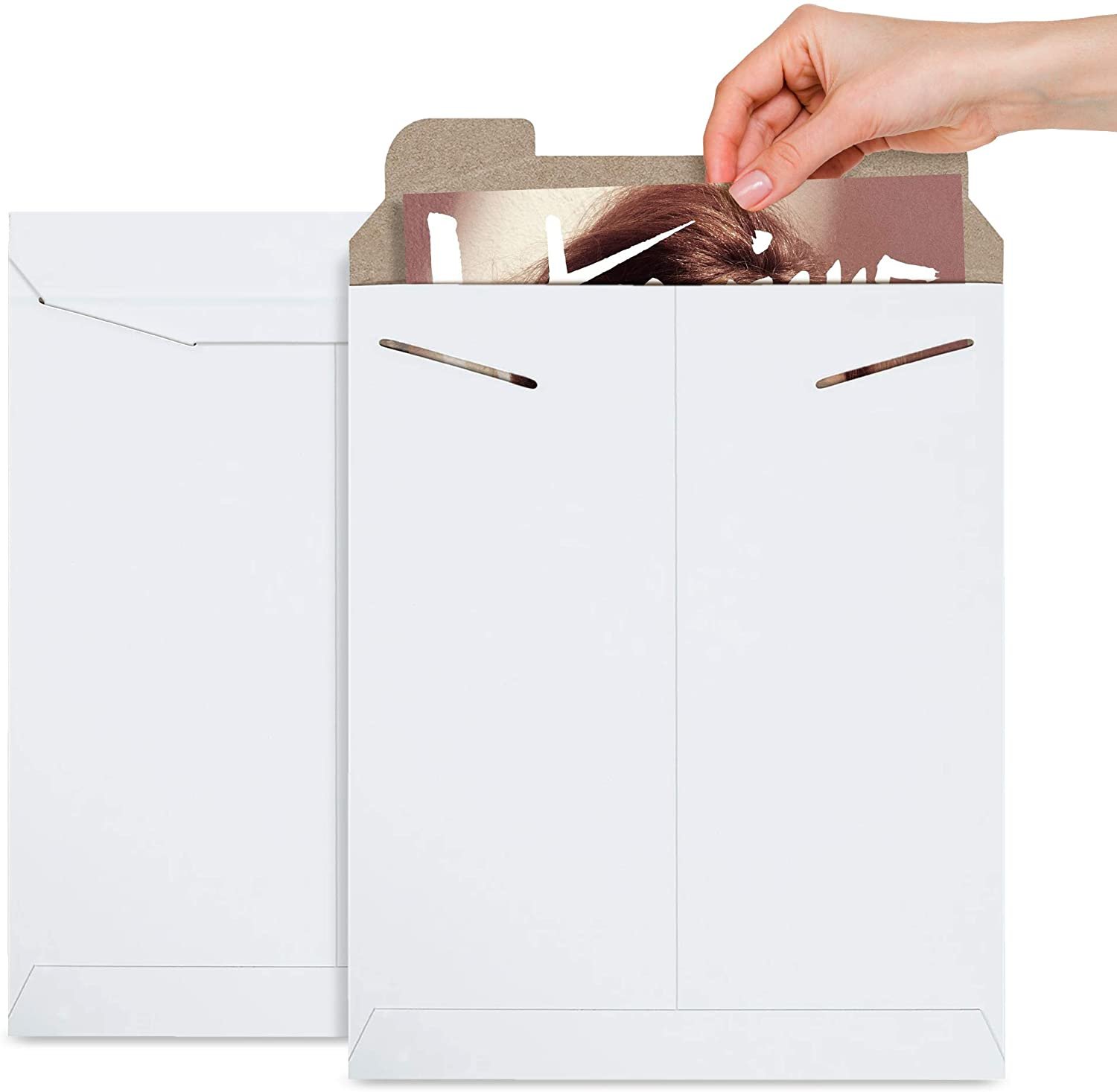 Pack of 10 White Tab Lock Mailers 11 x 13 1/2 Rigid Paperboard Mailers