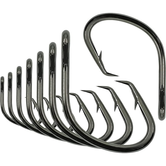 BLUEWING Wide Gap Offset Circle Hook 25pcs Fishing Hooks High Carbon Steel Fishing Hooks Extra Sharp Fish Hooks for Freshwater Saltwater Fishing, Size 5/0, 25pcs