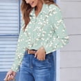 thumbnail image 2 of TaTaai Ladies Button Down Shirt Long Sleeve Notch Collar Floral Print Casual Top Breathable Cotton Loose Fit Blouse for Spring Gift, 2 of 6