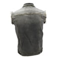 thumbnail image 4 of CS Men's Ripped Distressed Button Up Denim Jean Vest With Removable Hood (Grey,L), 4 of 4