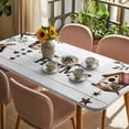 thumbnail image 3 of Sweet Home Table Cloths for 6 Foot Rectangle Tables, Western Stars Bird Houses White Wood Plank Patio Waterproof Elastic Fitted Tablecloths, Washable Rectangular Table Cover for Camping, 3 of 8